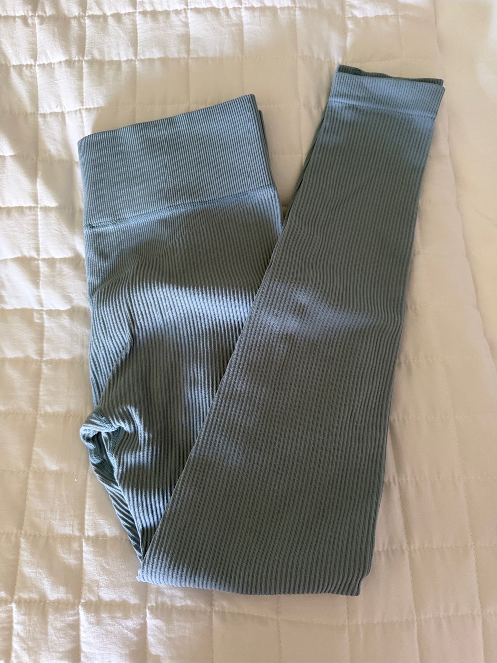 Ribbed High-Waist Leggings in Sage Green